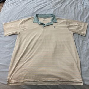 Men's Local Boy Striped Polo Shirt - Cream and Green